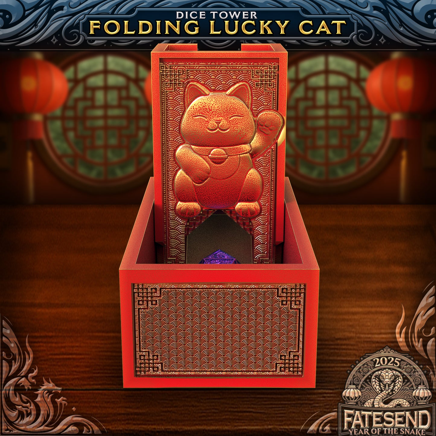 Lucky Cat Folding Dice Tower (Fates End)