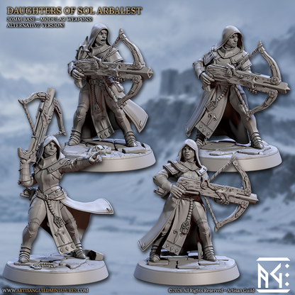 Daughters of Sol Arbalist V1, Armbrustschützinnen-Miniaturen von Artisan Guild, 3D-gedruckt