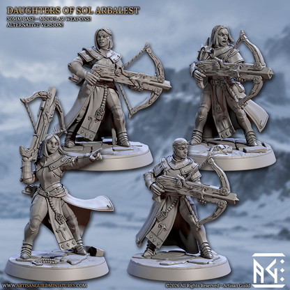 Daughters of Sol Arbalist V2, Armbrustschützinnen-Miniaturen von Artisan Guild, 3D-gedruckt
