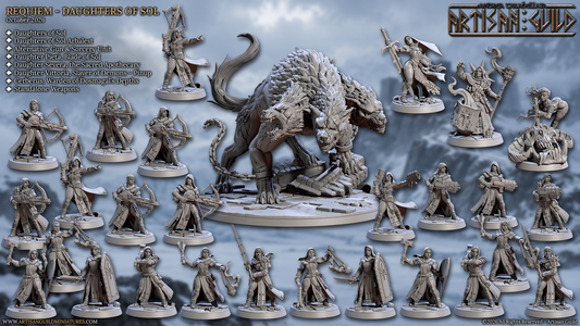Requiem Daughters of Sol Set 90, D&D-Miniaturen von Artisan Guild, 3D-gedruckt – Gesamtübersicht