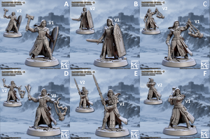 Daughters of Sol A bis F mit V1 und V2, Miniaturen von Artisan Guild – Einzelfiguren