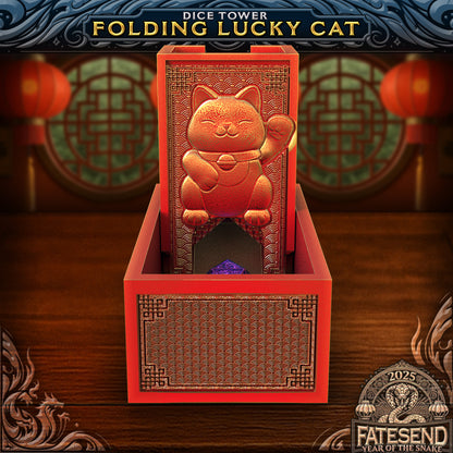Lucky Cat Folding Dice Tower (Fates End)